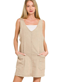 Washed Denim Overall Dress