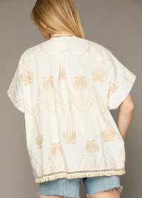 BOHO Embroidered Fringe Kimono