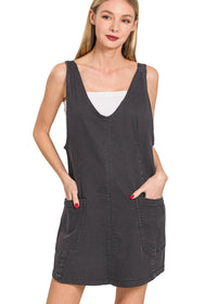 Washed Denim Overall Dress