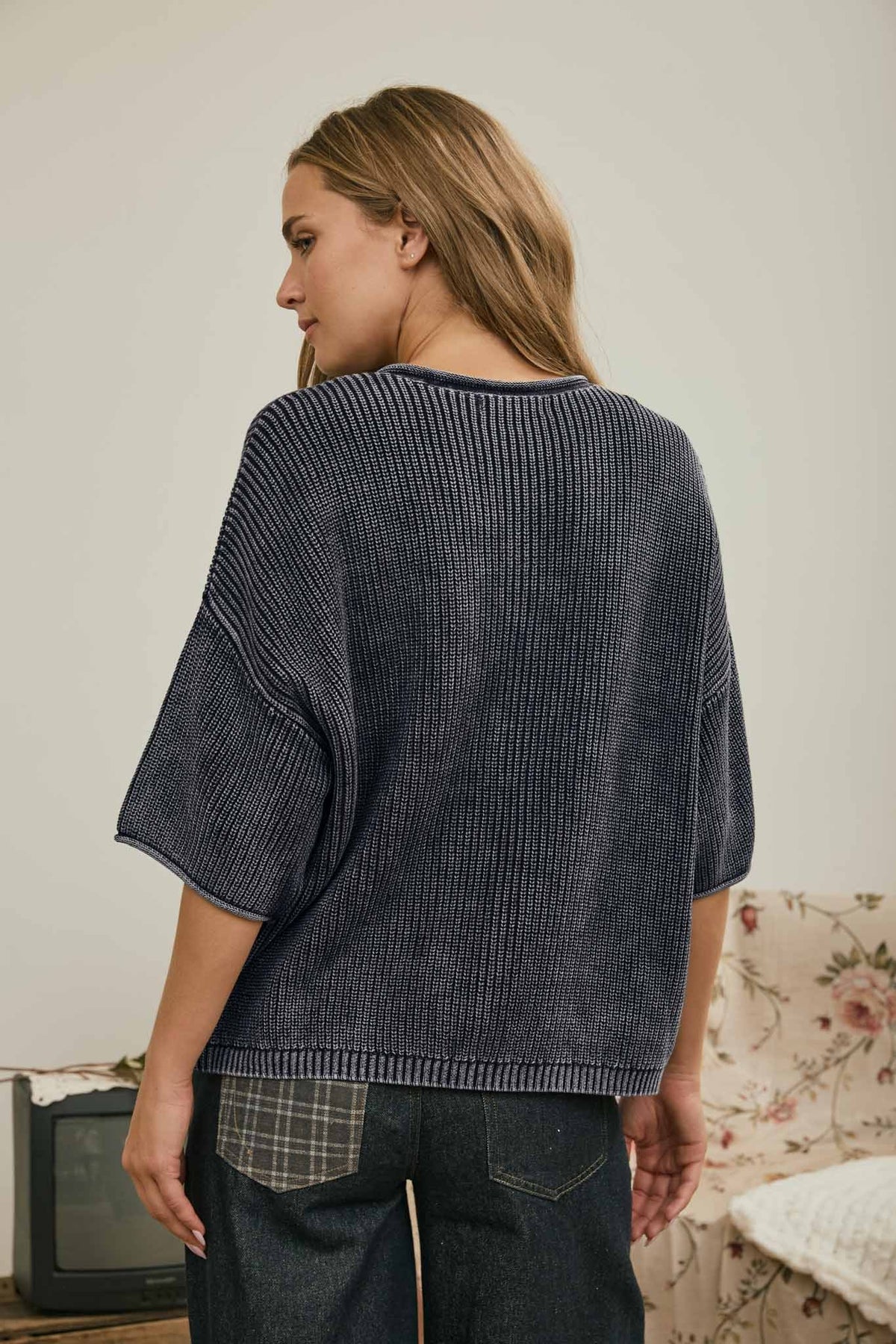 Washed Button Front Cardigan