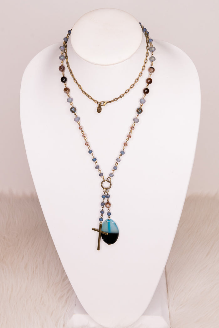 Blue Hues Cross Necklace