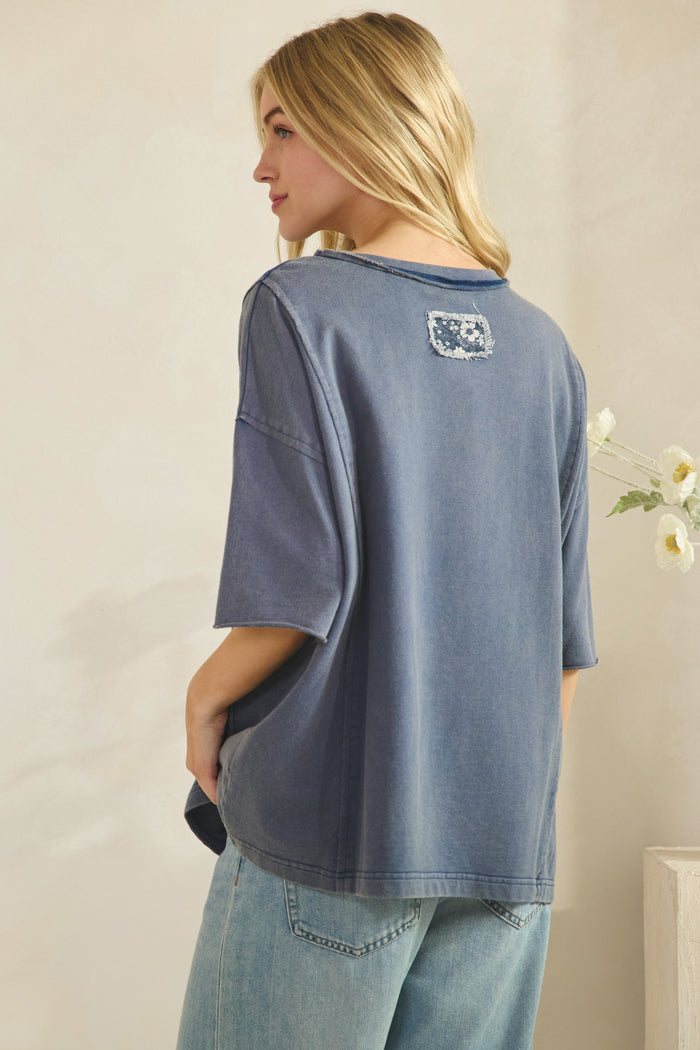 Denim Hue Flower Top