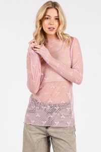Lace Bow Mesh Top