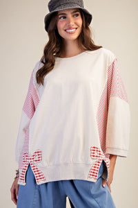 Washed Gingham Bows Top