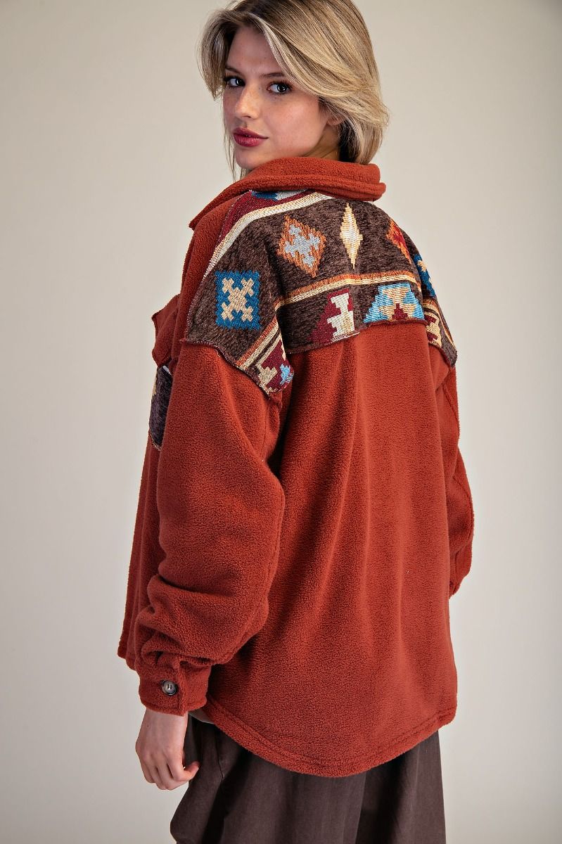 BOHO Print Fleece Shacket