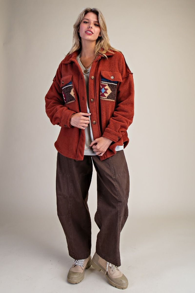BOHO Print Fleece Shacket
