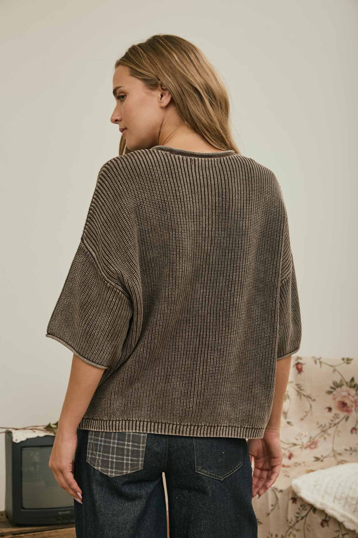 Washed Button Front Cardigan