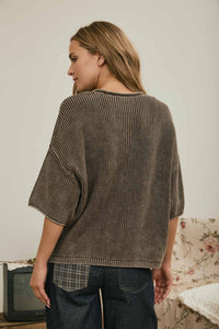 Washed Button Front Cardigan
