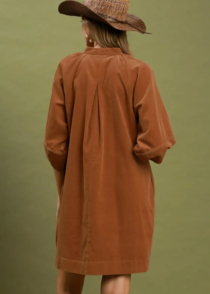 Corduroy Puff Sleeve Dress