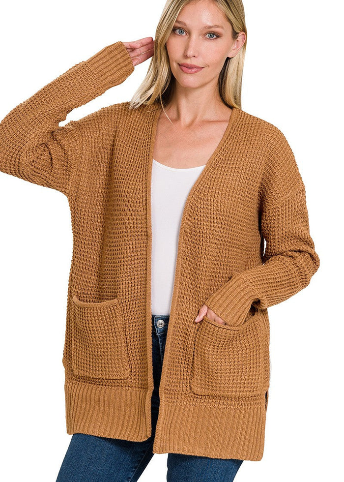 Waffle Open Cardi Sweater
