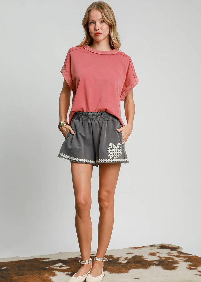 Washed Bow Shorts