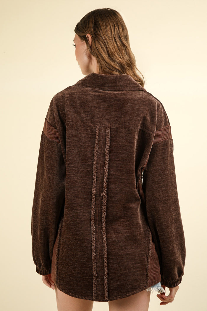 Chocolate Button Front Shacket