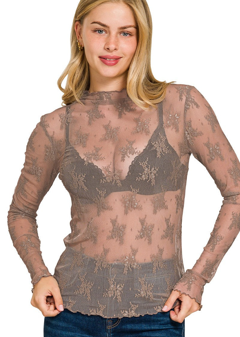 Sheer Lace Layering Top