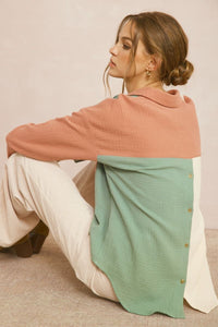 Color Block Linen Top