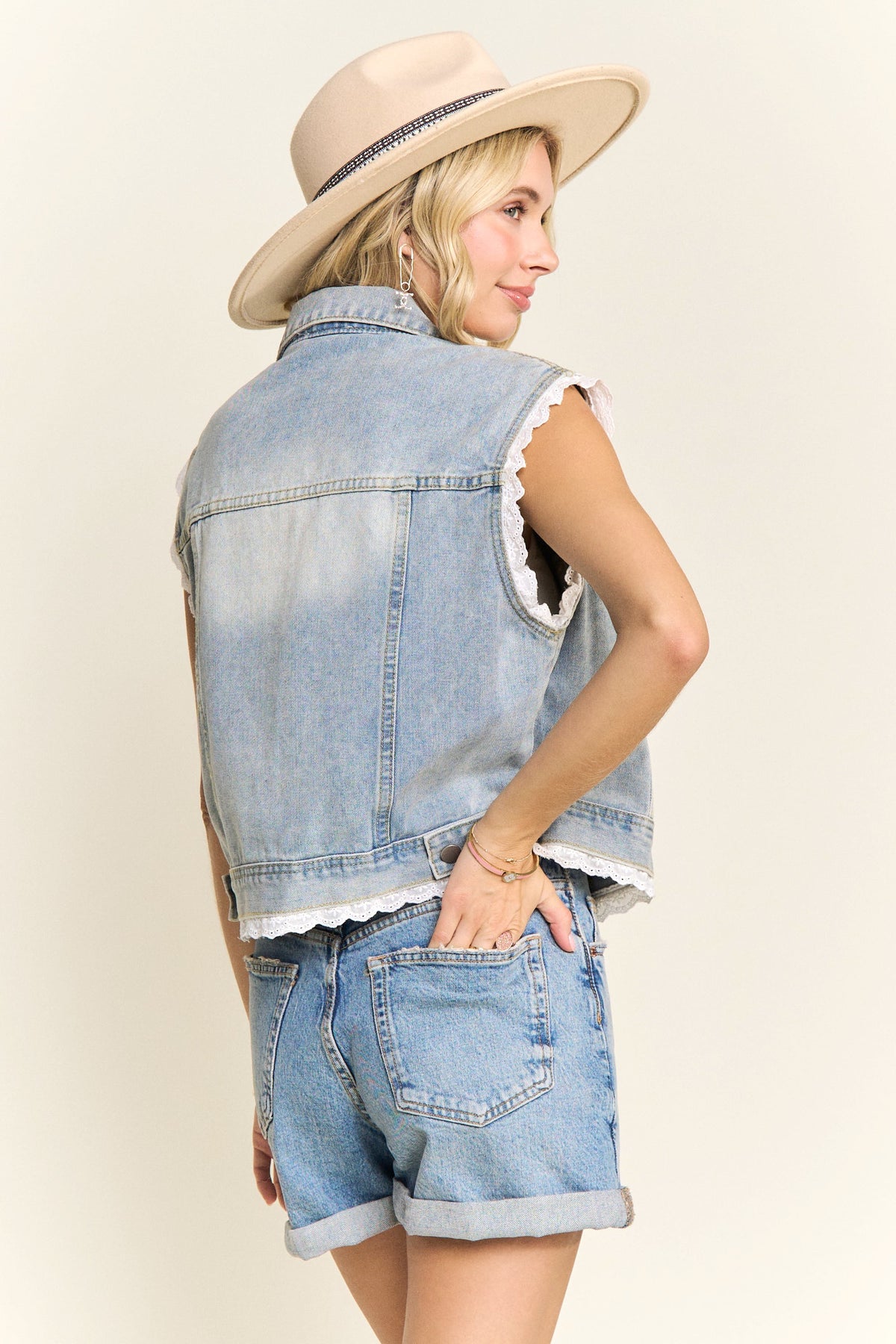 Denim Lace Vest