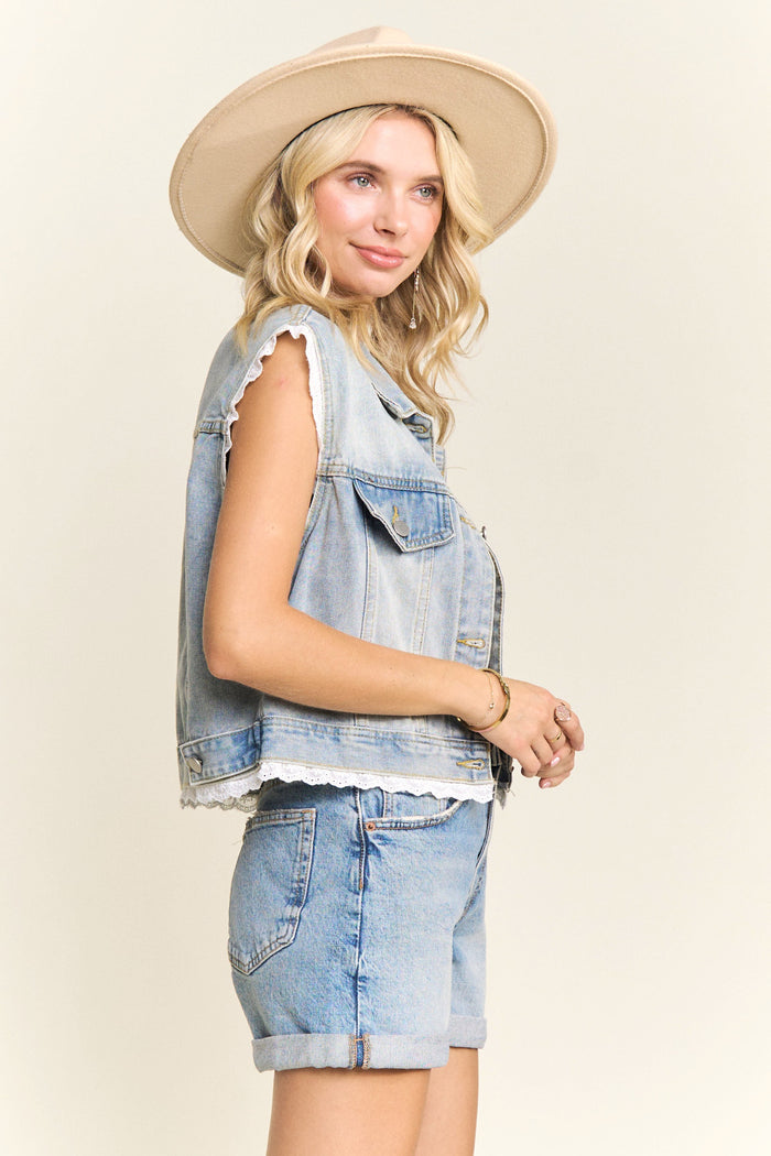 Denim Lace Vest