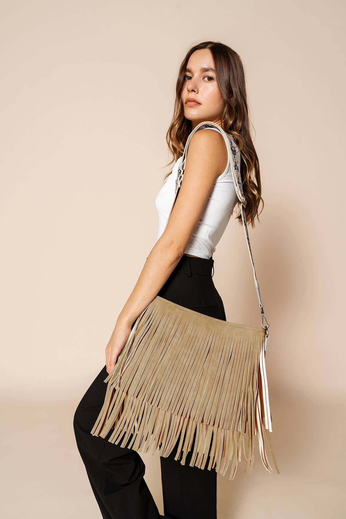 Sadie Suede Crossbody w/ Guitar Strap