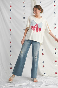 Red White & Bows Top