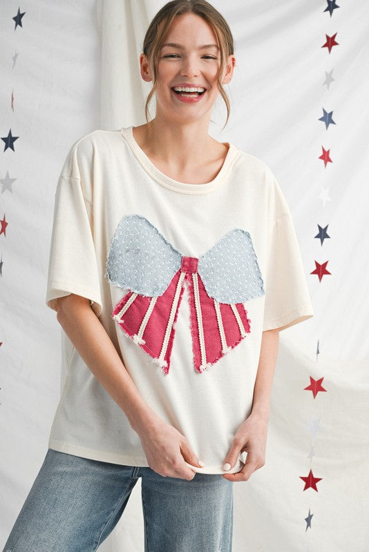 Red White & Bows Top