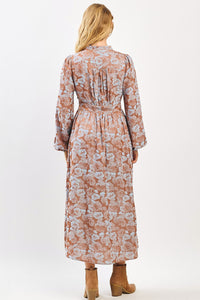 Floral Jacquard Button Front Dress