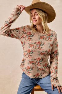 Floral Waffle Thermal Top