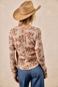 Floral Waffle Thermal Top