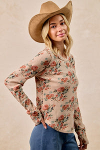 Floral Waffle Thermal Top