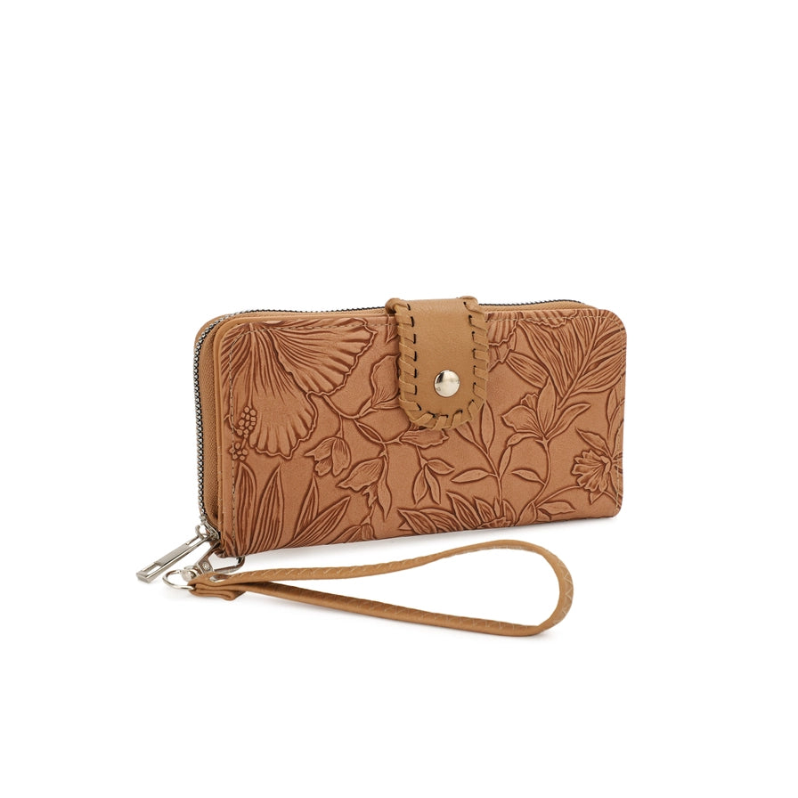 Floral Bifold Zipper Wallet