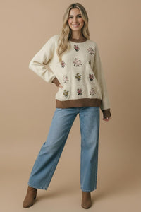 Embroidered Flowers Sweater