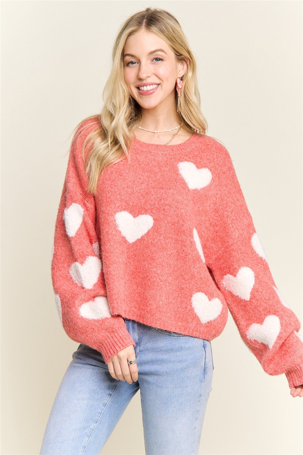 Lovely Hearts Crop Sweater