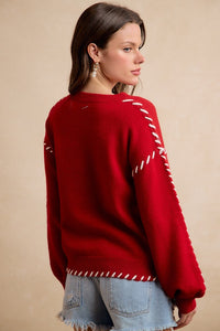 Contrast Stitched Gameday Sweater