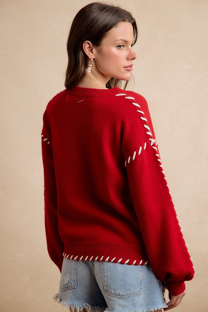 Contrast Stitched Gameday Sweater