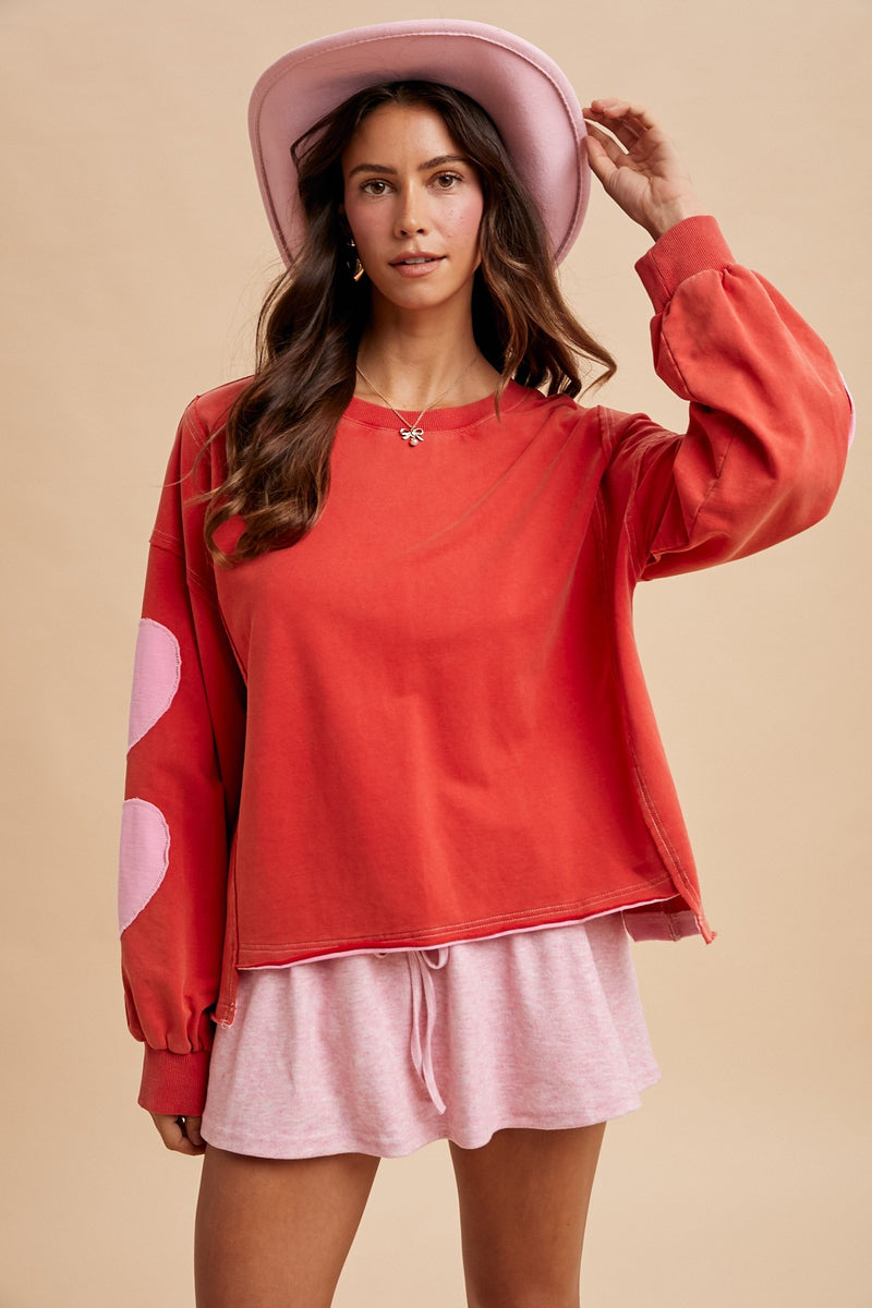 Patch Heart Sleeve Top