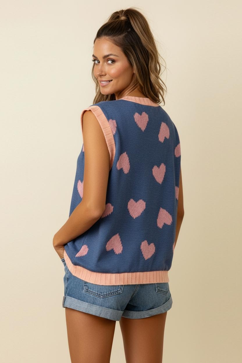 Heart Print Sleeveless Top