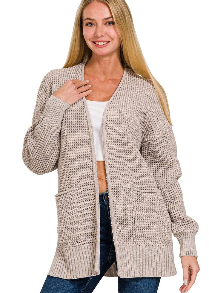 Waffle Open Cardi Sweater