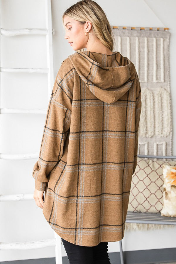 Hooded Plaid Shacket