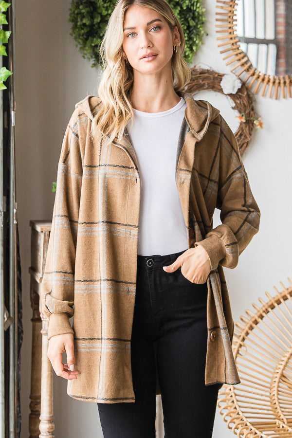 Hooded Plaid Shacket