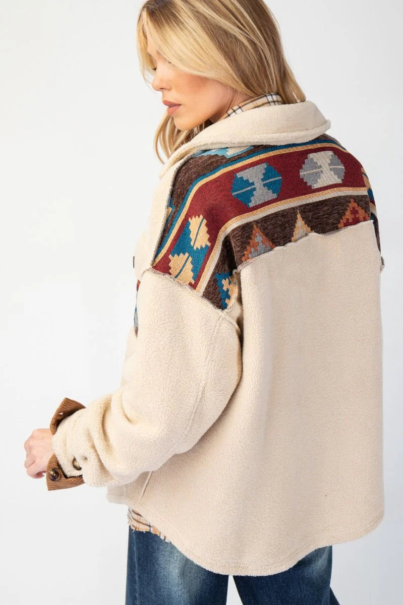 BOHO Print Fleece Shacket