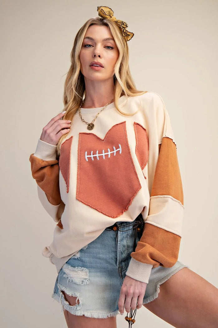 BOHO Football Patch Sweater