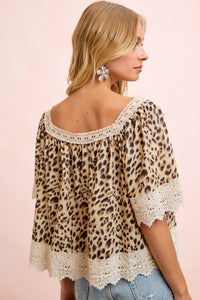 Leopard Print Lace Top