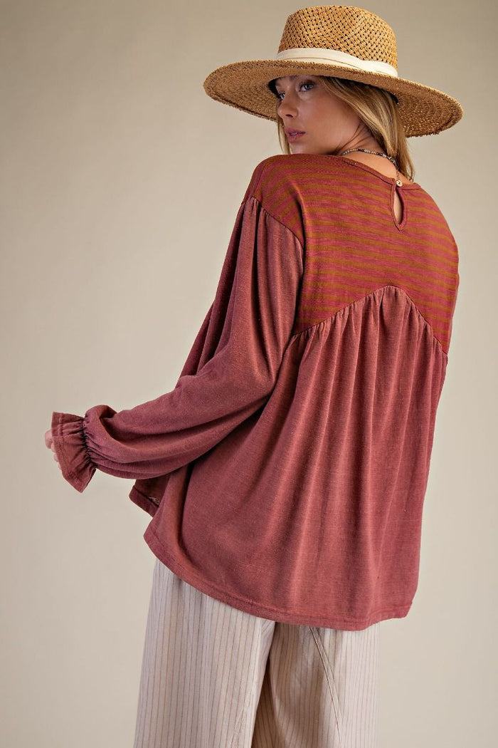 Mineral Washed Baby Doll Top