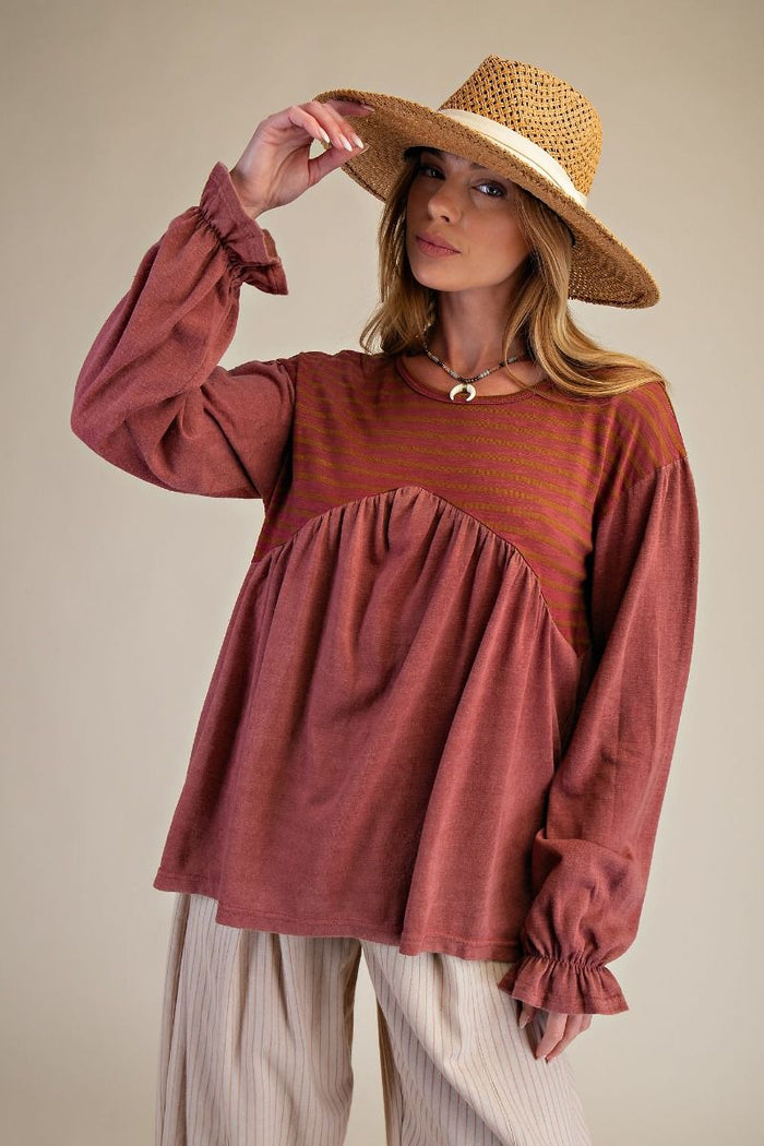 Mineral Washed Baby Doll Top