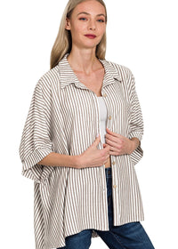 Striped Flowy Button Top
