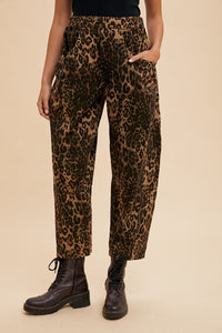 Leopard Print Barrel Pants