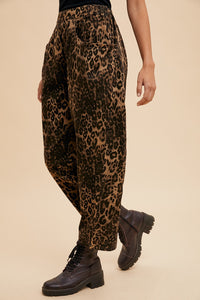 Leopard Print Barrel Pants