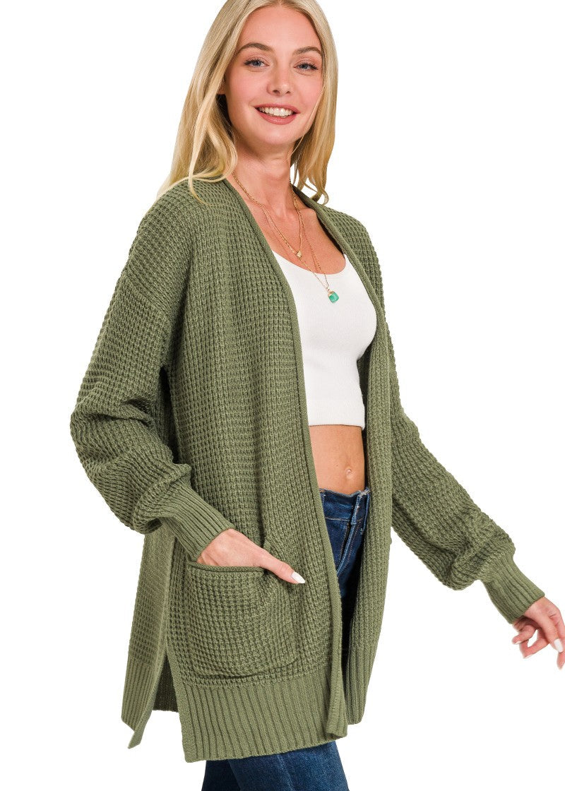 Waffle Open Cardi Sweater