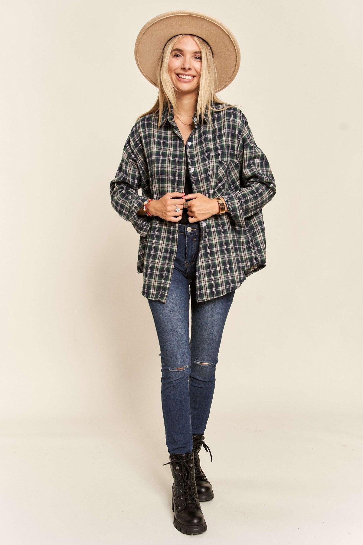 Button Down Plaid Top