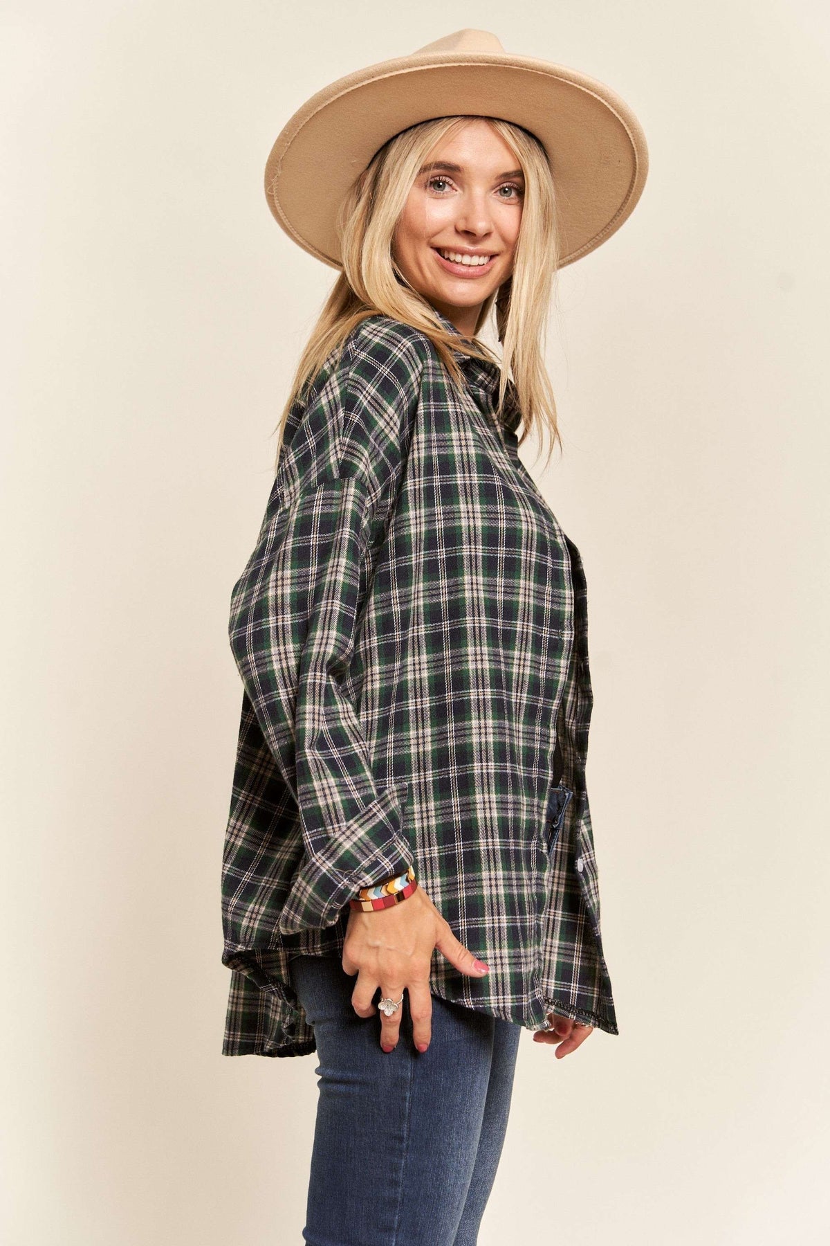 Button Down Plaid Top