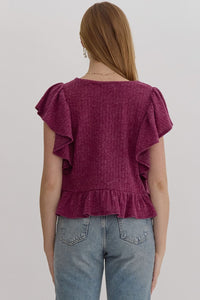 Ruffled Crop Sweater Top
