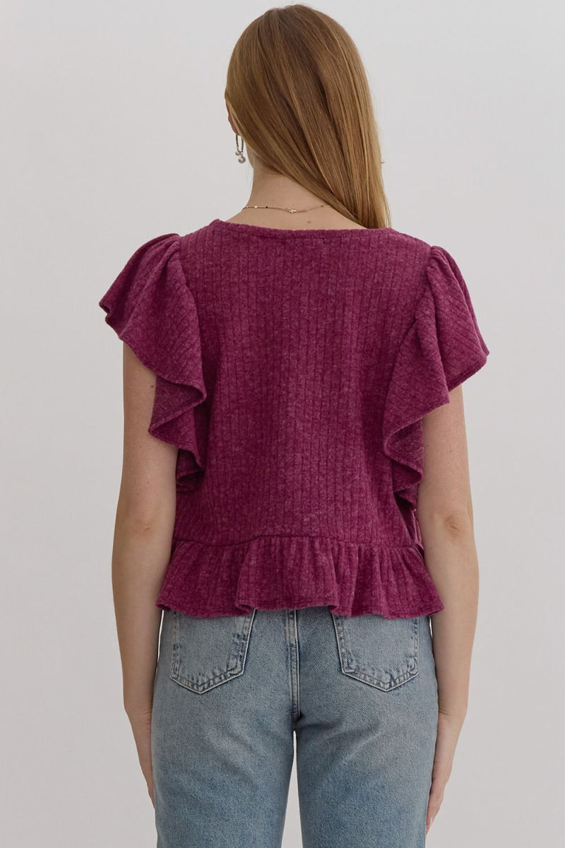 Ruffled Crop Sweater Top